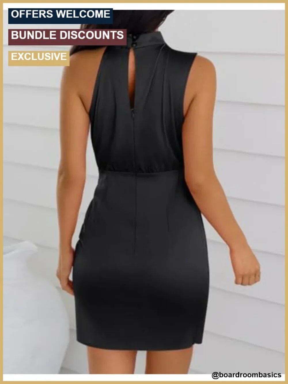 Satin Sleeveless Halter Tie Waist Wrap Bodycon Mini Dress